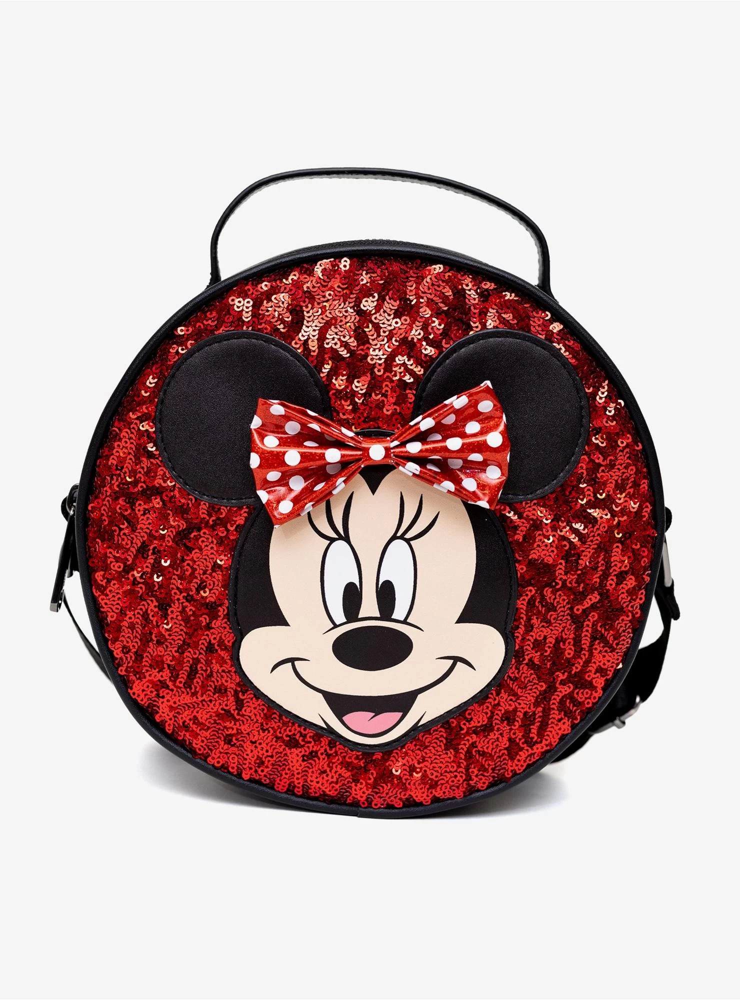Disney Minnie Mouse Bow Applique Red Sequin Crossbody Bag