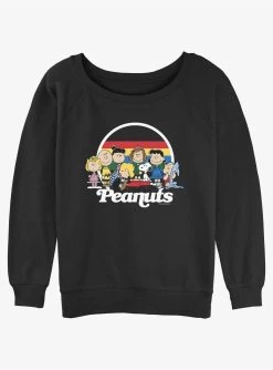 Peanuts Rainbow Piano Girls Slouchy Sweatshirt